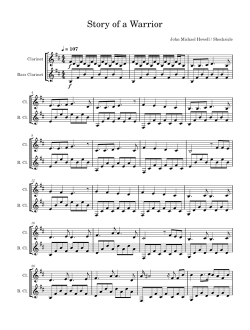Story of a Warrior – Clarinet Duet