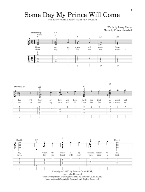 Some Day My Prince Will Come (from Snow White And The Seven Dwarfs) - Adriana Caselotti (Solo Guitar)
