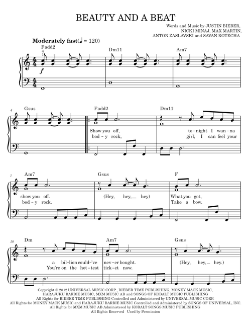 Beauty and a beat - Justin Bieber (Easy Piano)