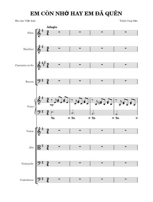 EM CÒN NHỚ HAY EM ĐÃ QUÊN (Hòa âm)