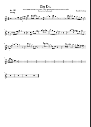Dig dis – Hank Mobley Dig Dis Sheet Music with Chords for Saxophone ...