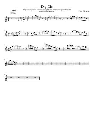 Dig Dis Dig dis – Hank Mobley Dig Dis Sheet Music with Chords for Saxophone ...