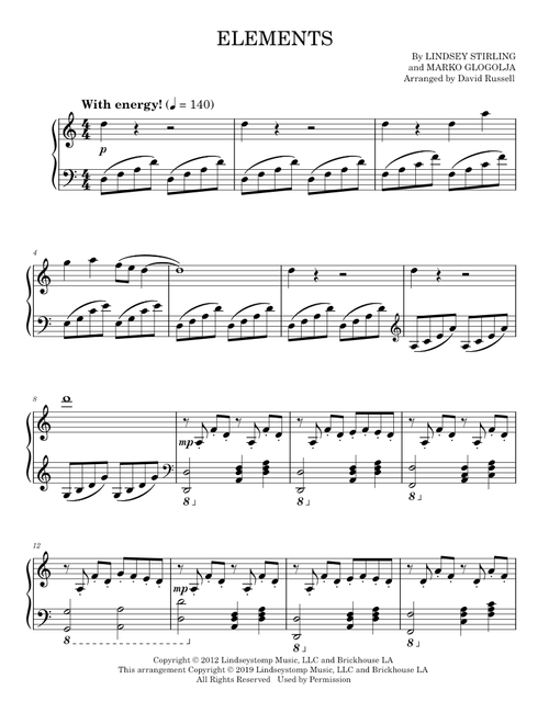 Elements - Lindsey Stirling (Easy Piano)