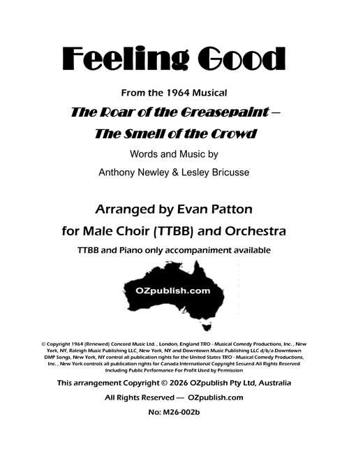 Feeling Good (Arr. Evan Patton) - Muse (Choral, TTBB)