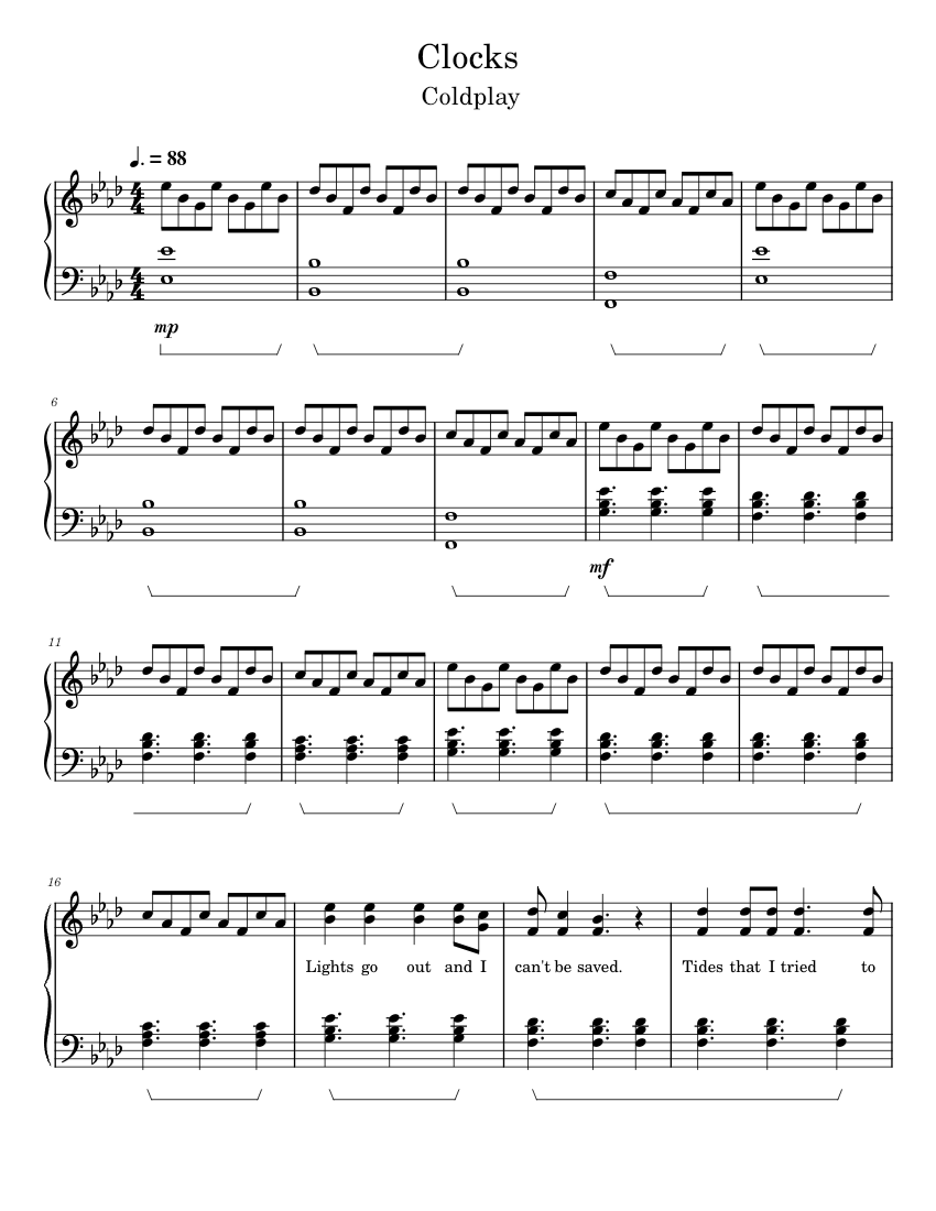 Clocks easy piano outlet