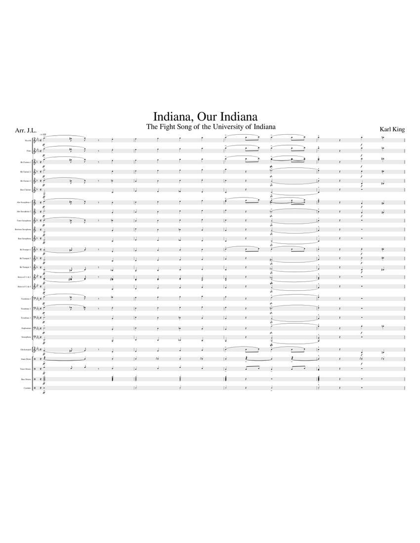 Indiana, Our Indiana Sheet Music for Trombone, Euphonium, Flute piccolo ...