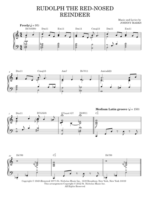 Rudolph The Red-Nosed Reindeer [Jazz version] (arr. Brent Edstrom) - Robert L. May (Piano Solo)