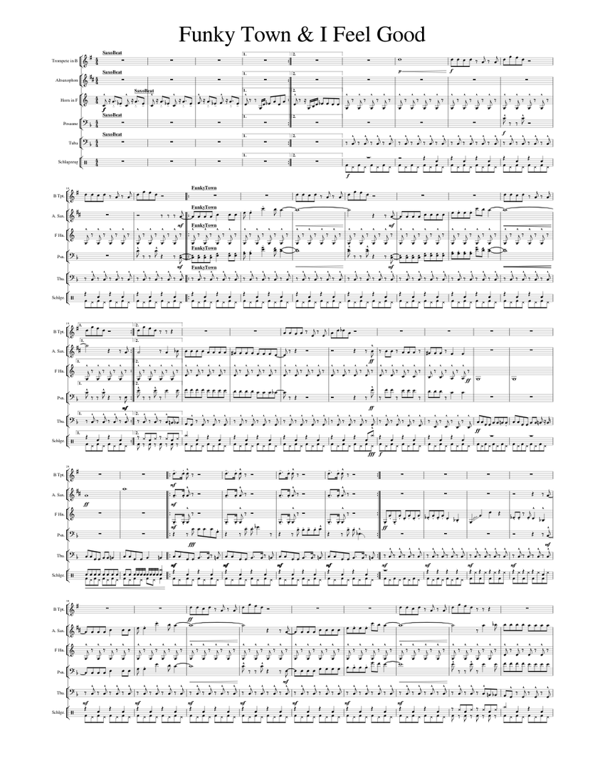 Funky Town I Feel Good Sheet music for Trombone, Tuba, Saxophone alto ...