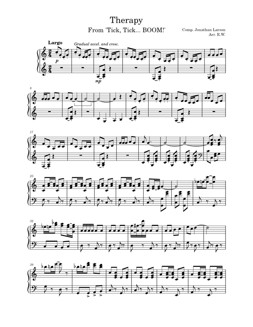 Therapy Jonathan Larson, Tick, Tick...Boom! Musical Sheet music for