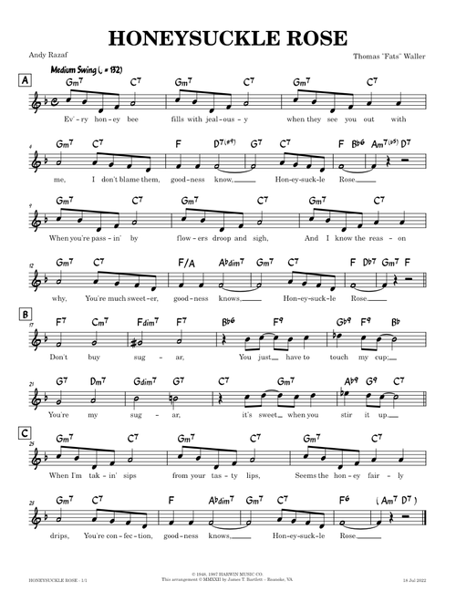 Honeysuckle Rose [lead sheet]