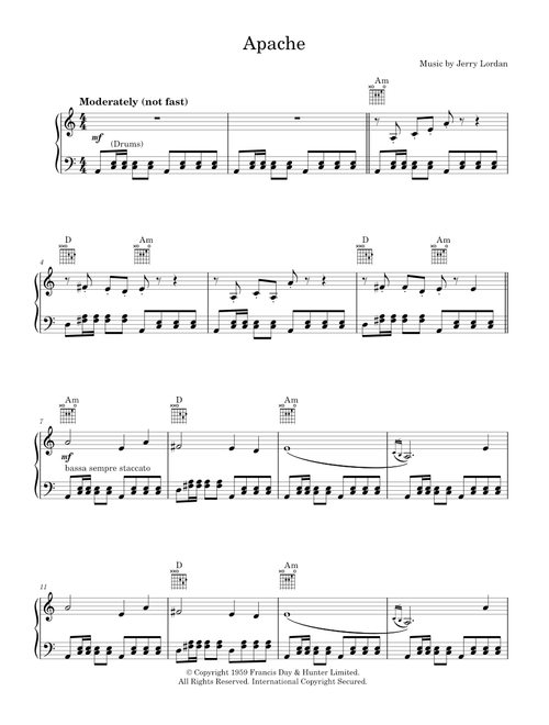 Apache - The Shadows (Piano-Vocal-Guitar (Piano Accompaniment))