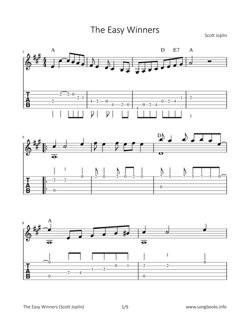 The Easy Winners (Arr. Bettina Schipp) - Scott Joplin (Solo Guitar)
