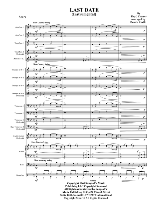 Last Date (Arr. Dennis Ruello) - Floyd Cramer (Large Ensemble)