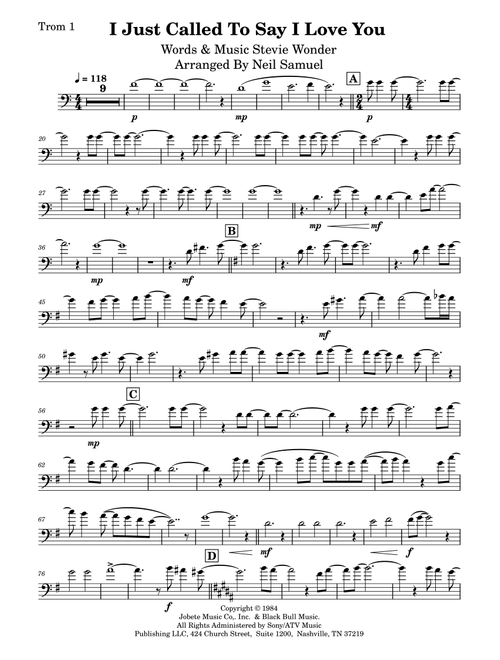 I Just Called To Say I Love You (Arr. Neil Samuel) - Stevie Wonder (Brass Ensemble)