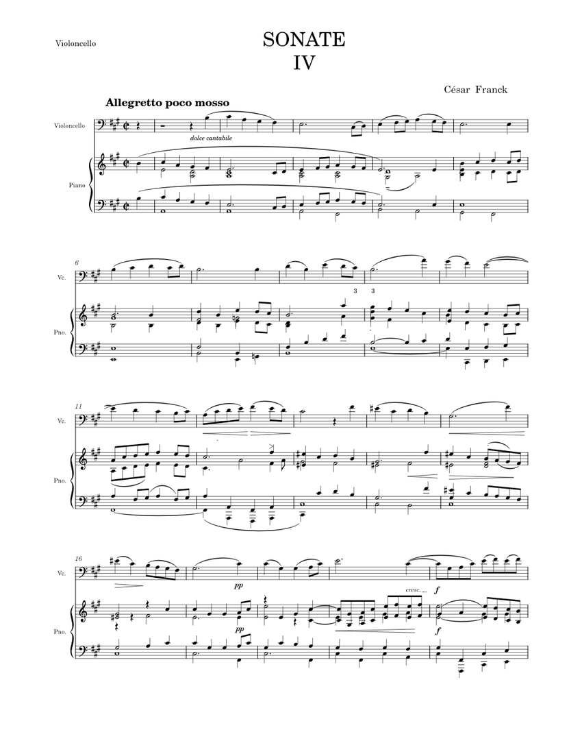 Sonate violon piano IV – César Franck (4th Movement) Sheet Music