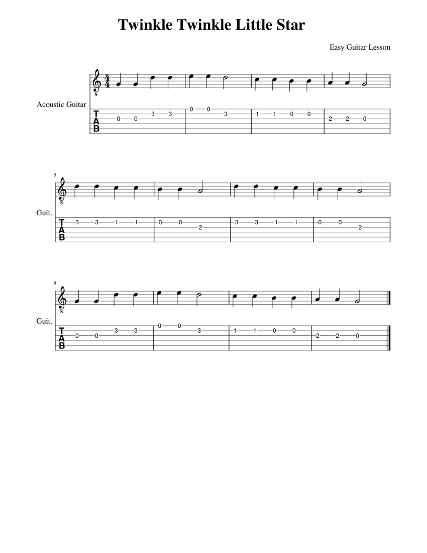 Twinkle twinkle little star guitar outlet