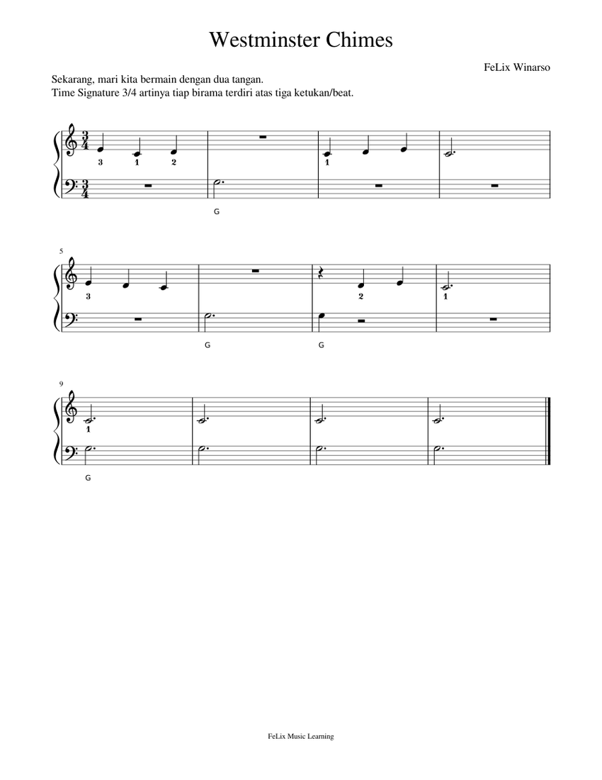 Westminster Chimes Sheet music for Piano (Solo)