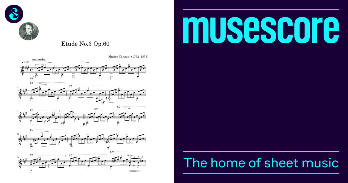 Etude No.3 Op.60 - Matteo Carcassi (1792 - 1853) Sheet Music for