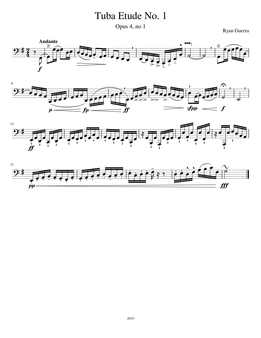 Tuba Etude No 1 Sheet Music for Tuba (Solo) | MuseScore.com