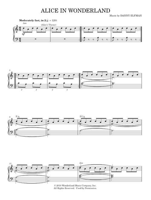 Alice's Theme - Alice In Wonderland Movie, Danny Elfman (Piano-Vocal-Guitar)