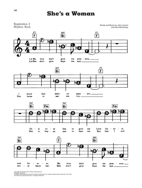 She's A Woman - The Beatles (E-Z Play Today)