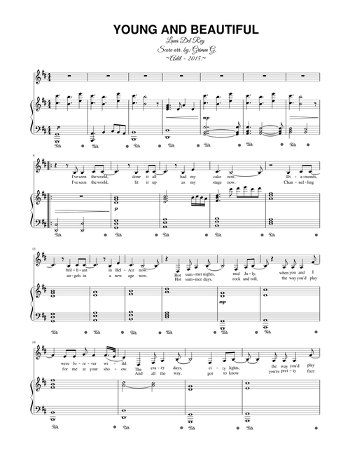 YOUNG AND BEAUTIFUL (for piano and vocal)