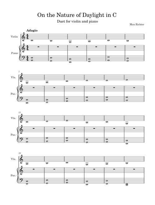 On the nature of daylight – Max Richter Duet in C for Violin and Piano