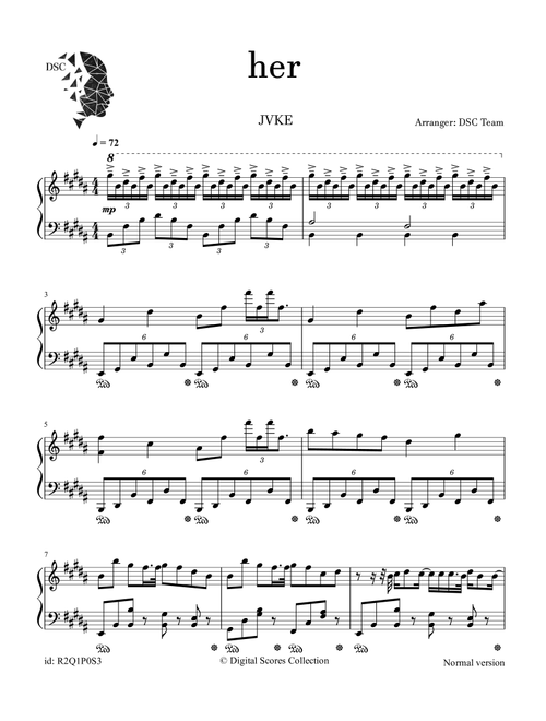 Her (Arr. Digital Scores Collection) - Jvke (Piano Solo)