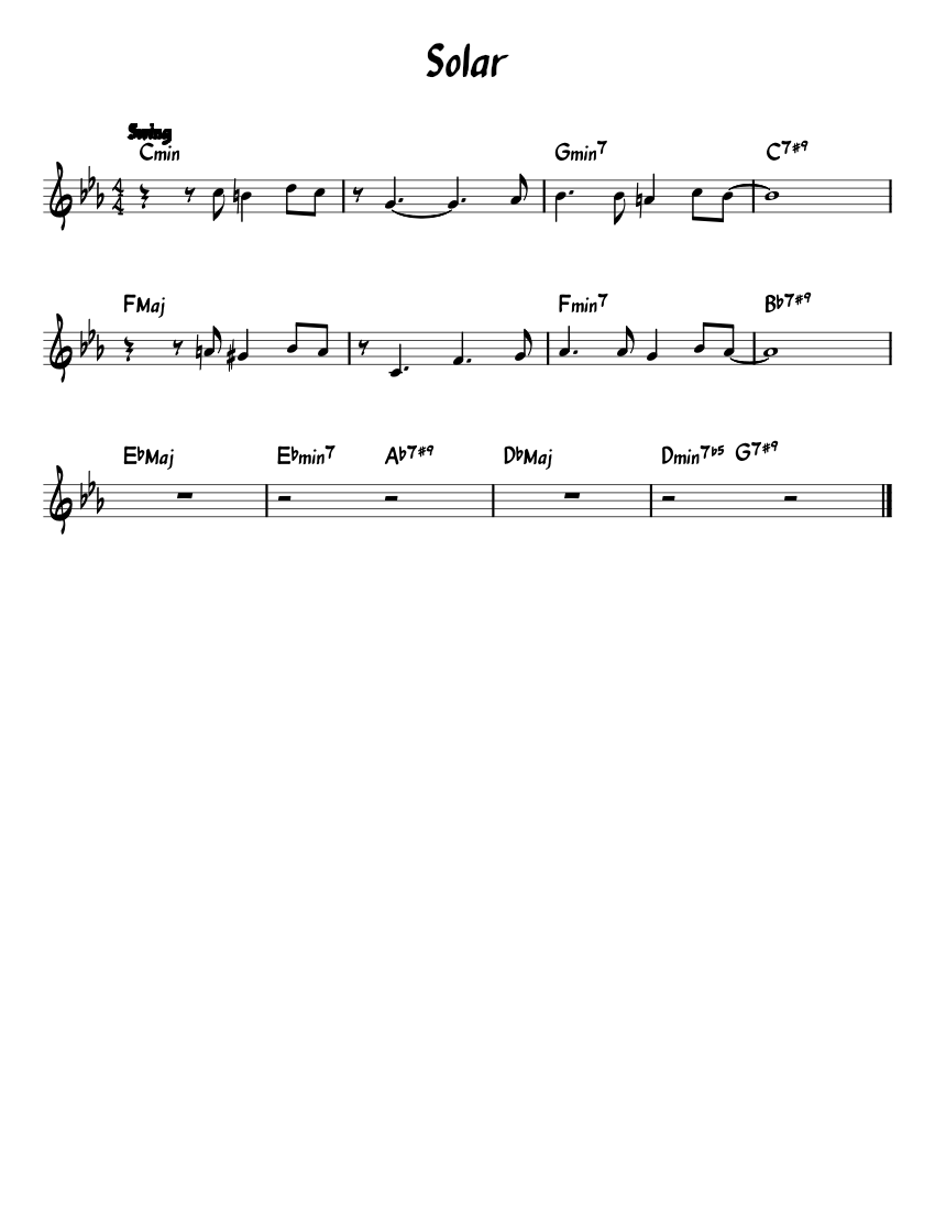 Solar Miles Davis Lead Sheet Sheet music for Piano (Solo
