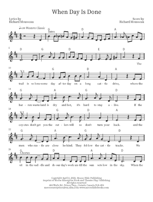 When Day Is Done (Arr. Richard Mousseau) - Rick Moose (Lead Sheet - Fake Book)