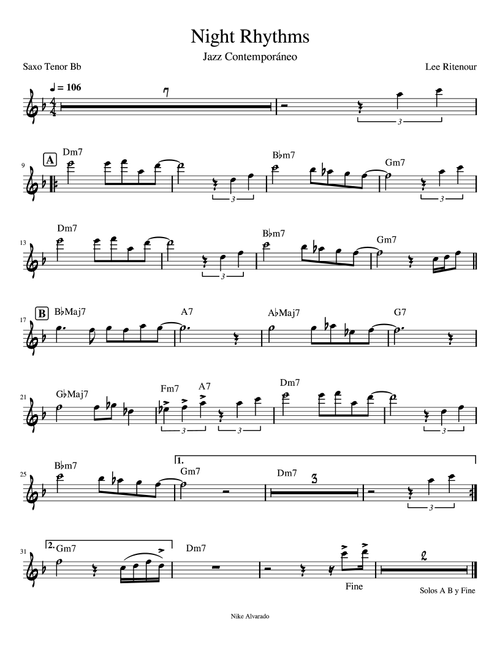 Night Rhythms (Arr. Nike Alvarado) - Lee Ritenour (Instrumental Duet)