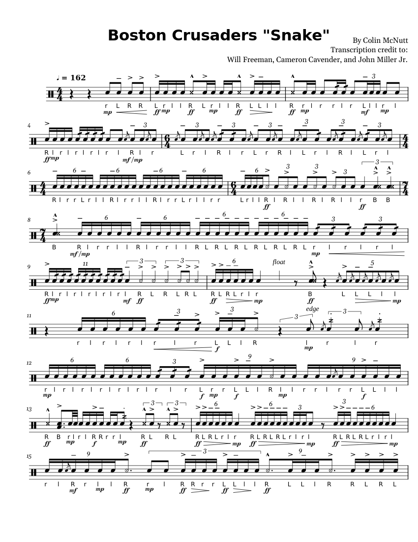 Boston Crusaders 2022 Drum Break "Snake" Sheet music for Snare drum