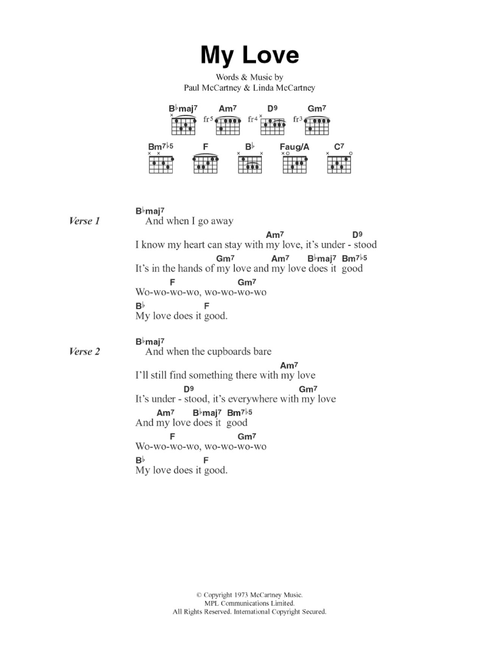 My Love - Wings, Paul McCartney (Guitar Chords-Lyrics)