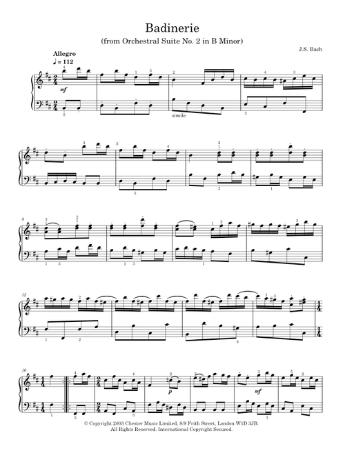 Badinerie - Johann Sebastian Bach (Piano Solo)