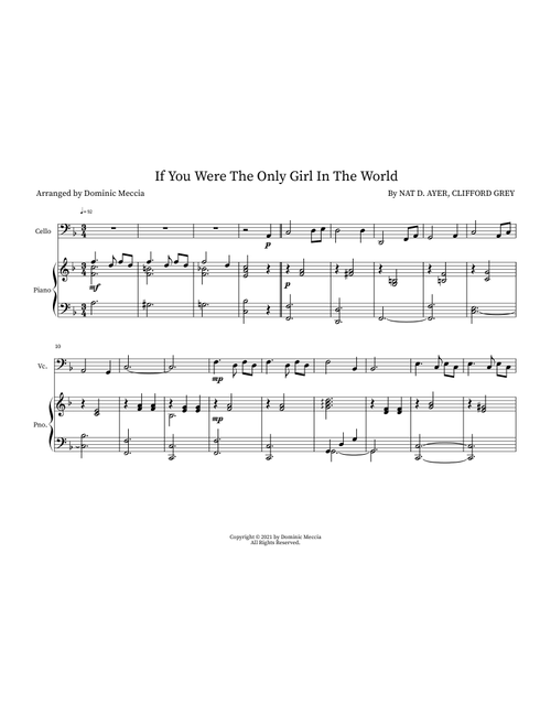 If You Were The Only Girl In The World (Arr. Dominic Meccia) - Clifford Grey (Instrumental Duet)