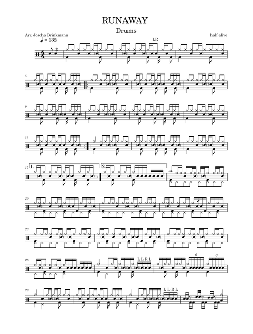 Runaway – half•alive - Drums
