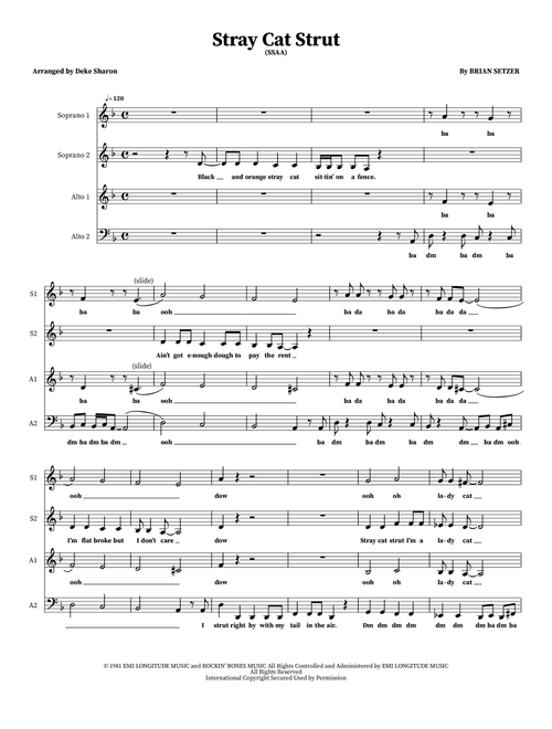 Stray Cat Strut (Arr. Deke Sharon) - Stray Cats (Choral, 4-Part)