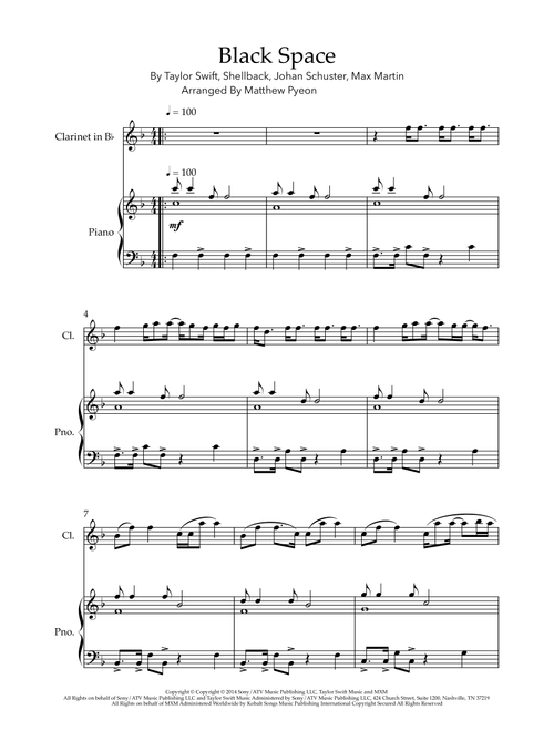 Blank Space (Arr. Matthew pyeon) - Taylor Swift (Clarinet and Piano)