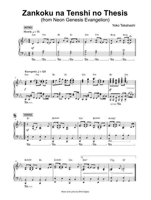 Zankoku na Tenshi no Thesis (from Neon Genesis Evangelion) - Yoko Takahashi (Piano)
