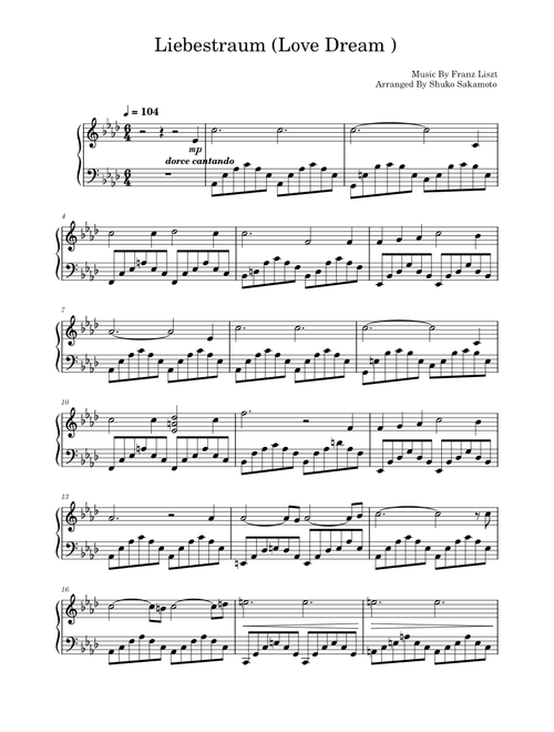 Liebestraum No. 3 in A♭Major – Franz Liszt ( Love Dream )