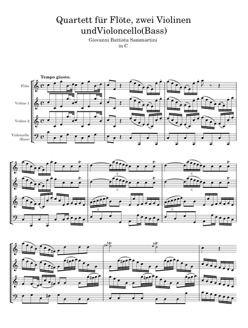 Quartett für Flöte, zwei ViolinenundVioloncello - Giovanni Battista Sammartini