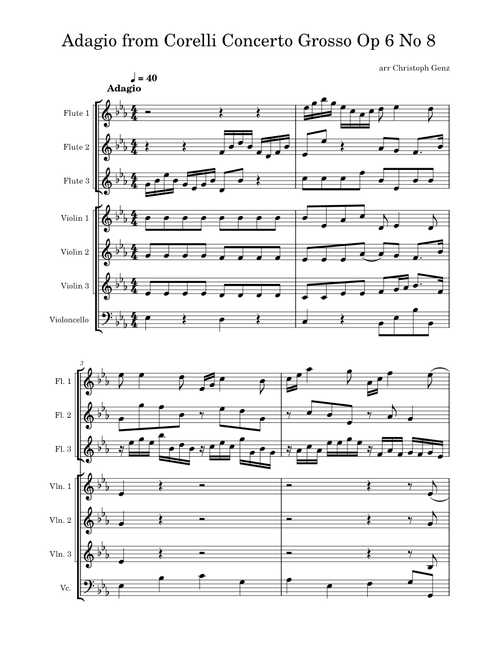 Concerto grosso in G minor 'Fatto per la Notte di Natale', Op.6 No.8 – Arcangelo Corelli Corelli Concert Grosso Score