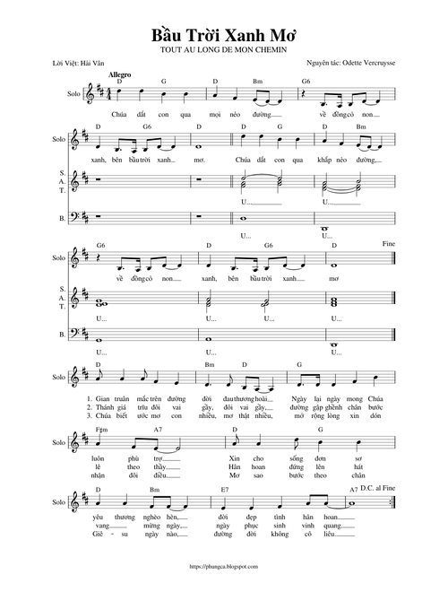 TOUT AU LONG DE MON CHEMIN - Bầu Trời Xanh Mơ