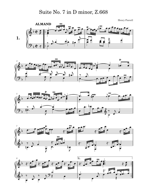 Suite in D minor, Z.668 – Henry Purcell
