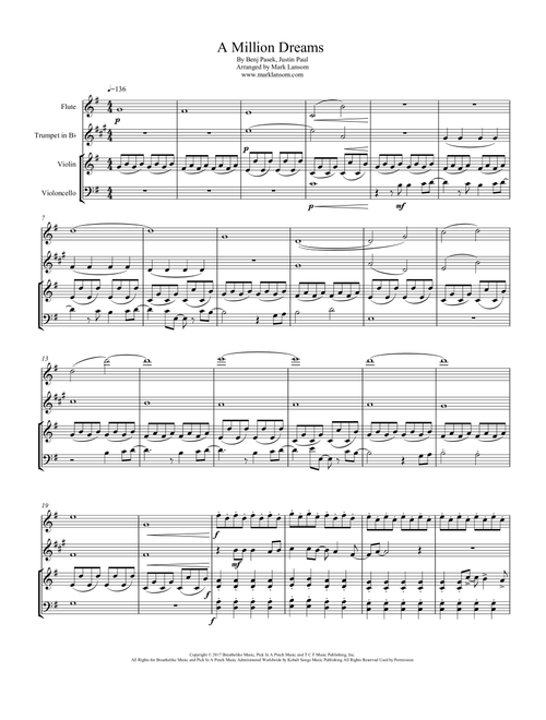 A Million Dreams (Arr. Mark Lansom) - Pink (Small Ensemble)
