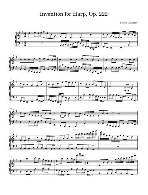 Invention for Harp, Op. 222 by Felipe Carcamo