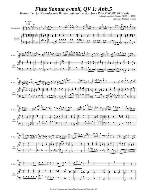 Quantz, J. J. _ Flute Sonata c-moll, QV.1 : Anh5