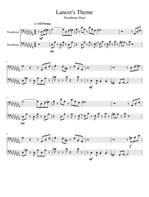 Lancer's Theme - Trombone Duet