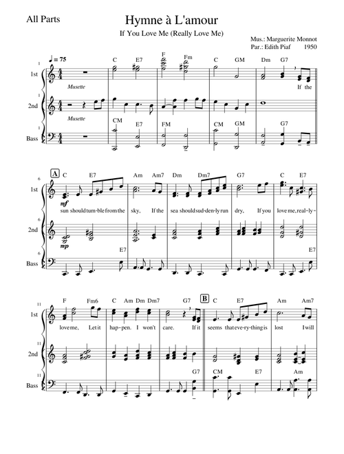 Hymne a L'Amour - If You Love Me, Really Love Me