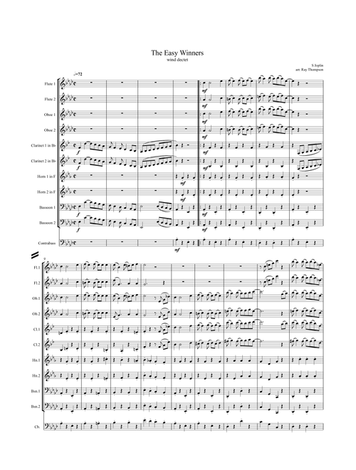 Scott Joplin: The Easy Winners (Rag) - wind dectet (and bass) (Arr. Ray Thompson) (Large Ensemble)